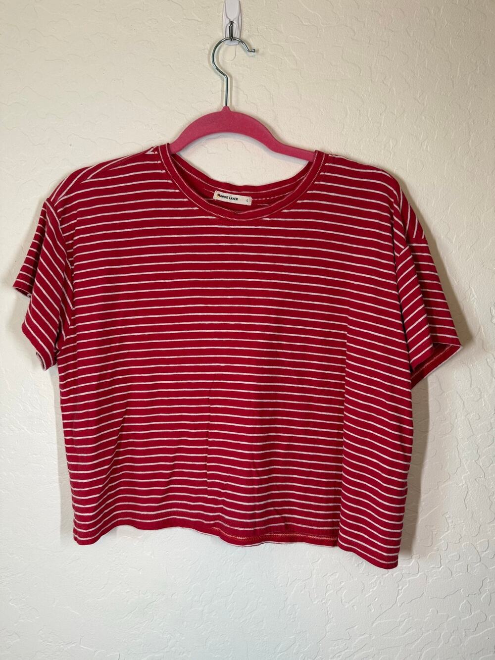 Marine Layer Red Stripe Boxy Tee Size Large